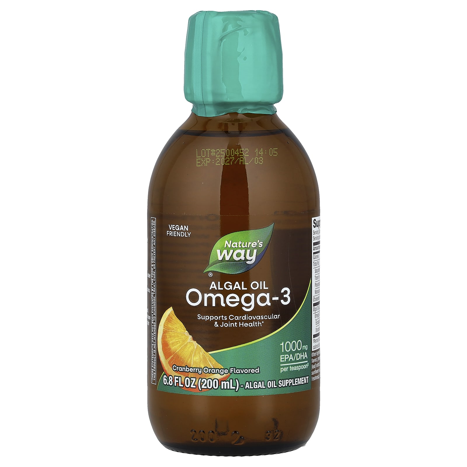 Nature’s Way, NutraVege (TM) Extra Strength‡ Omega-3 Plant-Based CranOrange, 6.8 Fl. Oz. (200 Ml) Liquid UPC 033674123256